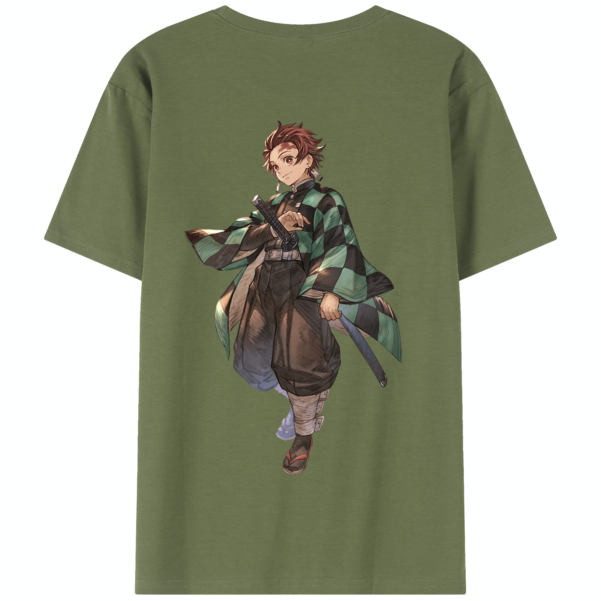 （画像用） 鬼滅の刃 竈門 炭治郎／かまど たんじろう Kamado Tanjirou 綿100％半袖Tシャツ（背面プリント）